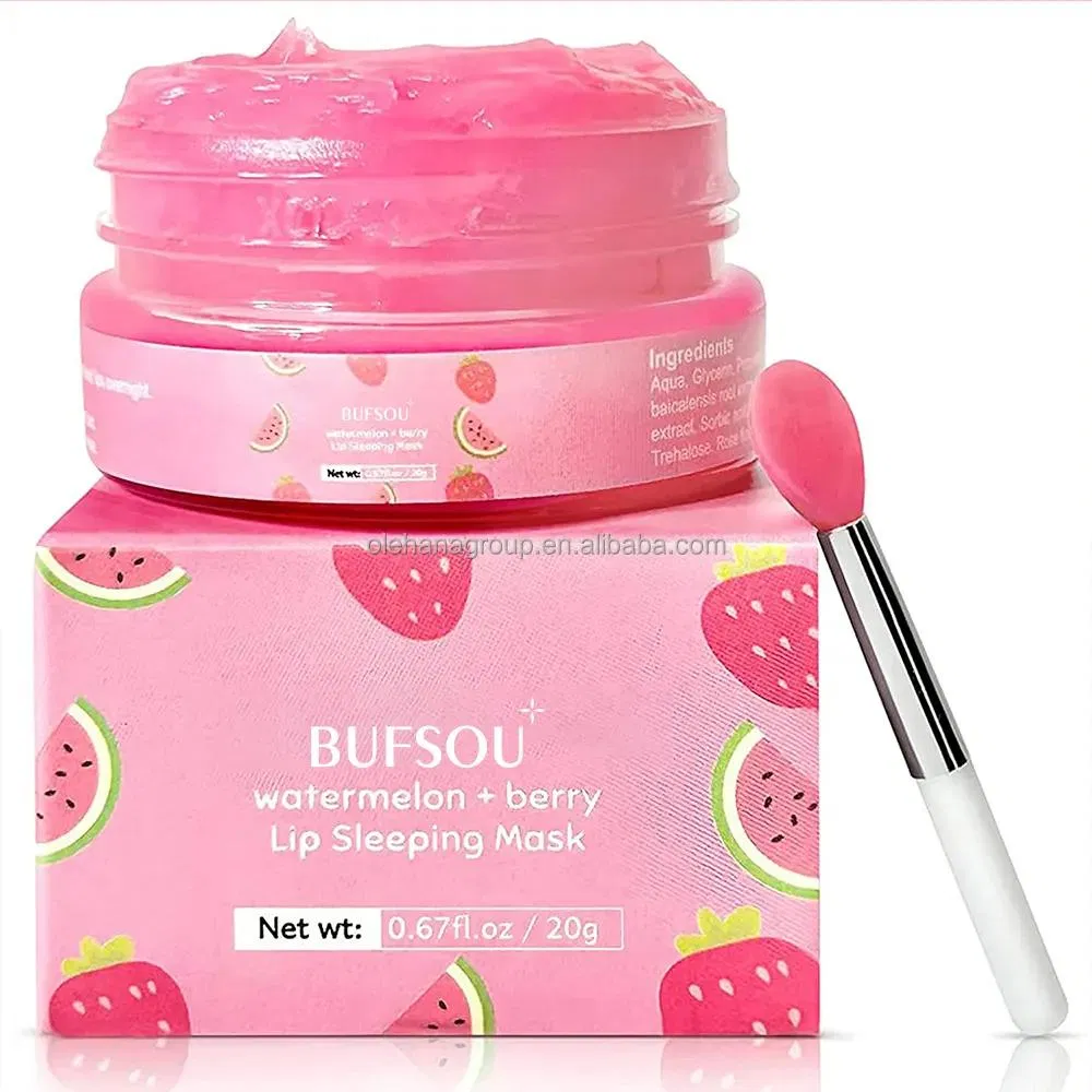 Private Label Natural Skin Care & Tools Watermelon Sugar Scrub Cherry Hydrating Collagen Lip Sleeping Mask 6 in 1 Lip Care Set
