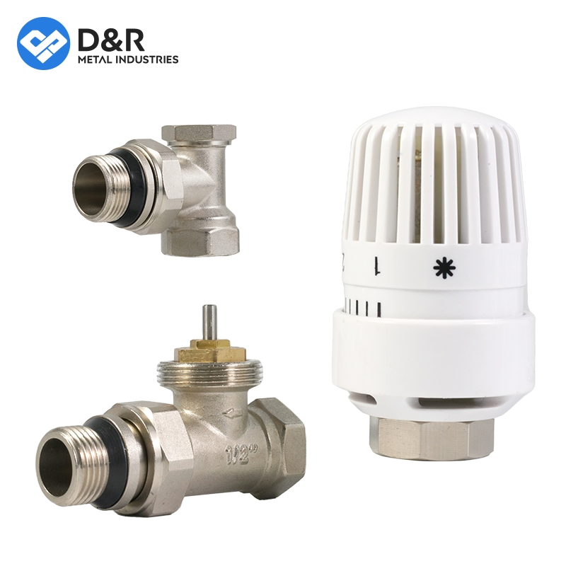 D&R DN15 Pressure 1.6MPa Brass Angle Plastic Pipe Thermostatic Radiator Valve for Heating Temperature Control HVAC