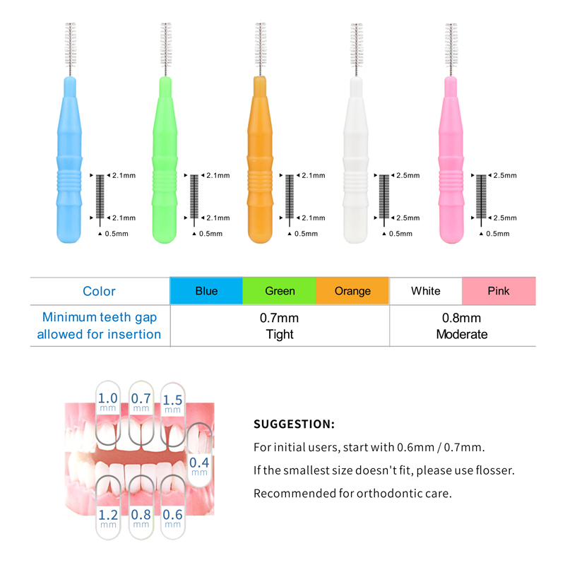 Compact Dental Picks Push-Pull Handle Interdental Brush for Orthodontic Brace Teeth Care