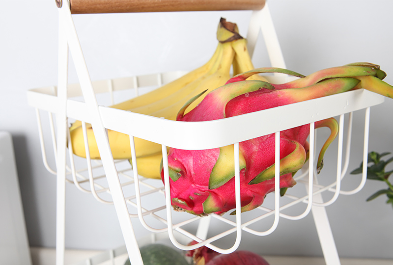 Metal Two Layers Rack for Kitchen Storage, Fruit, Decoració N Casera