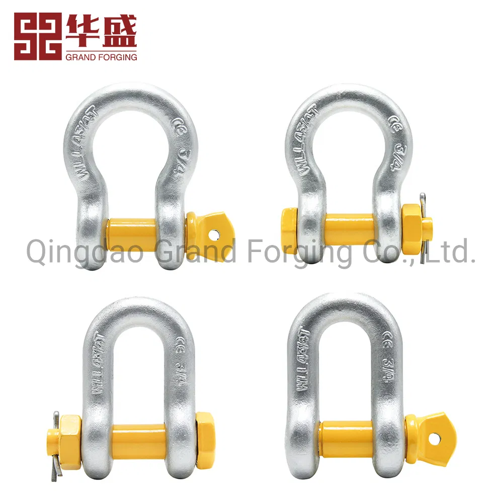 Rigging Hardware Forging Parts Us Type G210 G209 G2150 G2130 Die Forging Marine Carbon Steel Forged Chain Lifting Shackle D Shackle Bow Shackle Anchor Shackle