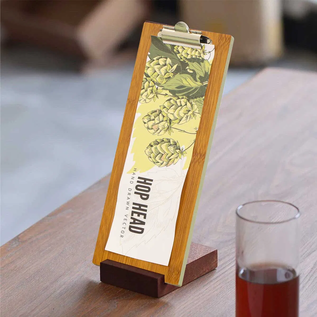 Restaurant Menu Solid Wooden Menu Holder Board with Metal Clip for Ordering