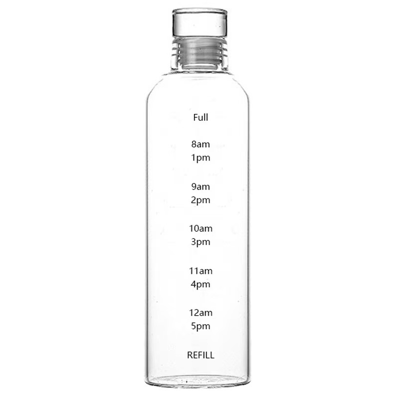 500ml 750ml 1000ml High Borosilicate Time Scale Glass Drink Bervage Juice Water Bottle