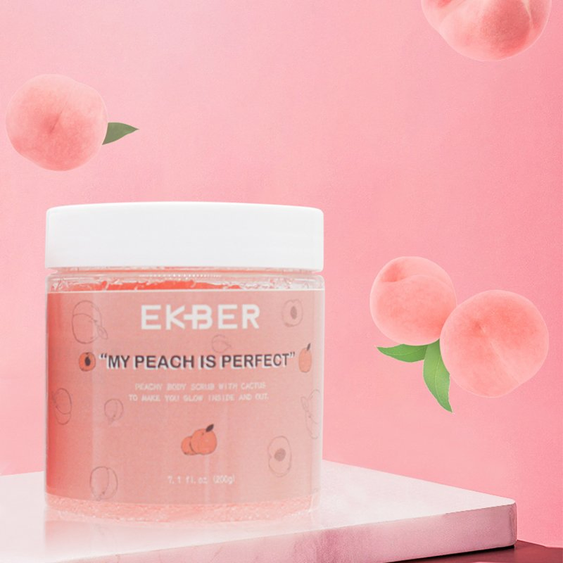 Wholesale Natural Sticker Organic Vegan Fruit Whitening Strawberry Exfoliating Strawberry Peach Body Scrub
