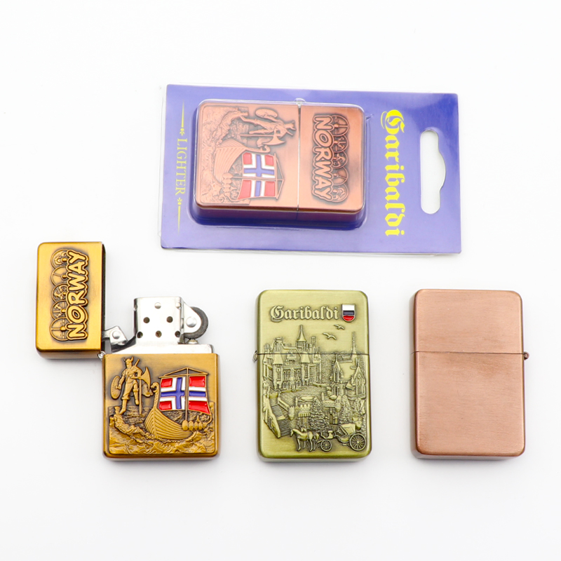 Custom Vintage Norway Lighter Souvenirs Metal Oil Lighter Windproof Cigarette Smoking Lighters