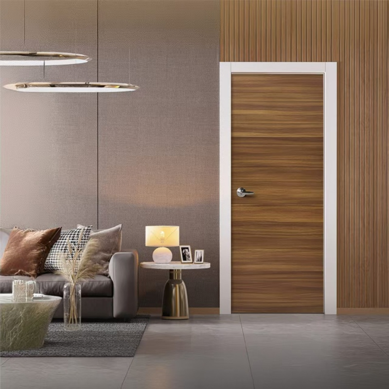 Wooden Door with Full Height Raised Panel Design and Matte Lacquer Finish for Elegant Interior Spaces