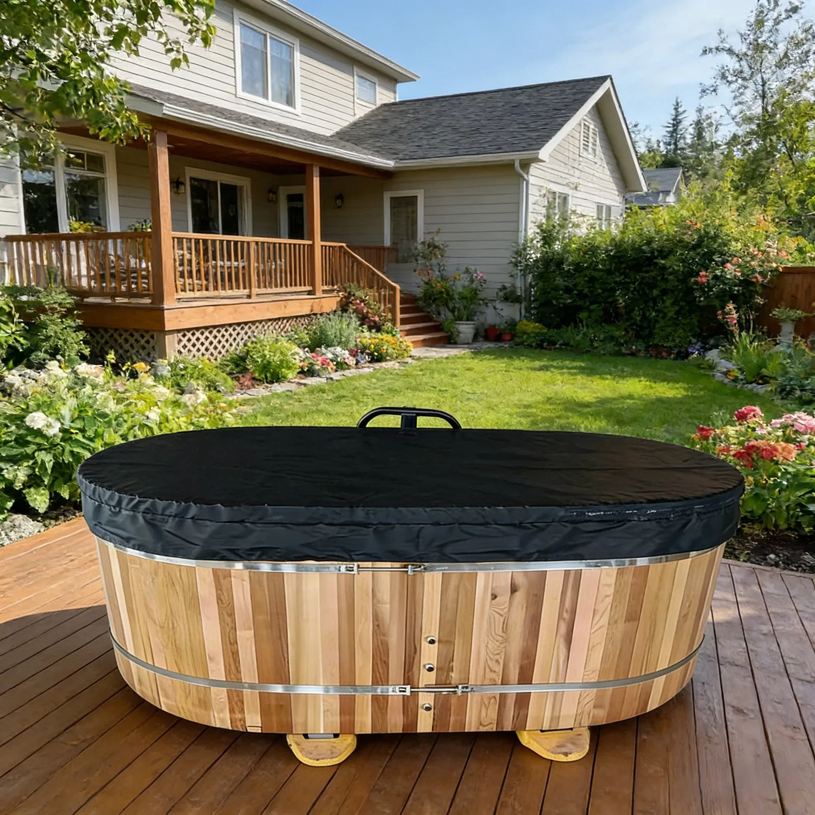 Bathtub Professional 304 Stainless Steel Red Cedar Cold for Thick Inner Tank Commercial Grade Gym SPA Recovery Modern