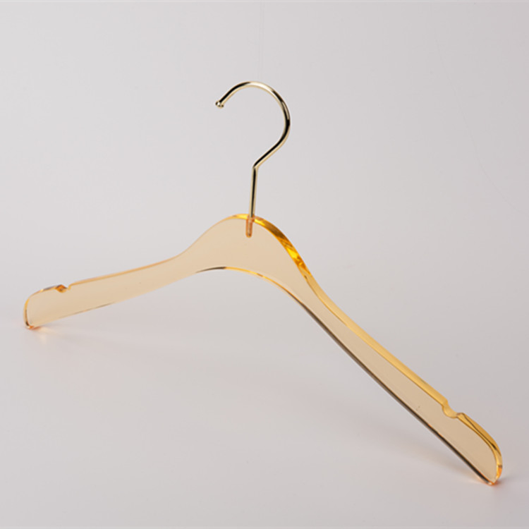 Clear PMMA Acrylic Women's Clothes Coat Hanger Long Gold Hook Luxury Bride Wedding Dress Transparent Acrylic Coat Clothes Hanger