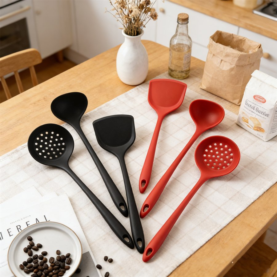 Long Reach Silicone Kitchen Tools - Large Utensils Set