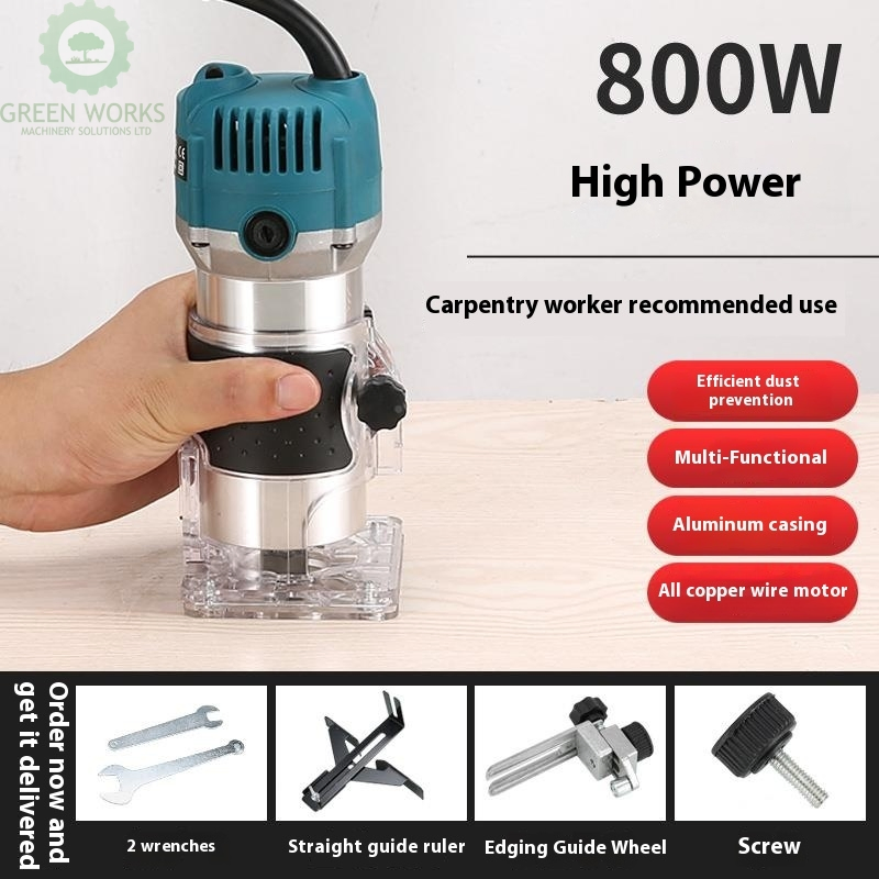 Фрезер Greenworks 800W с фиксированной базой и набором фрез