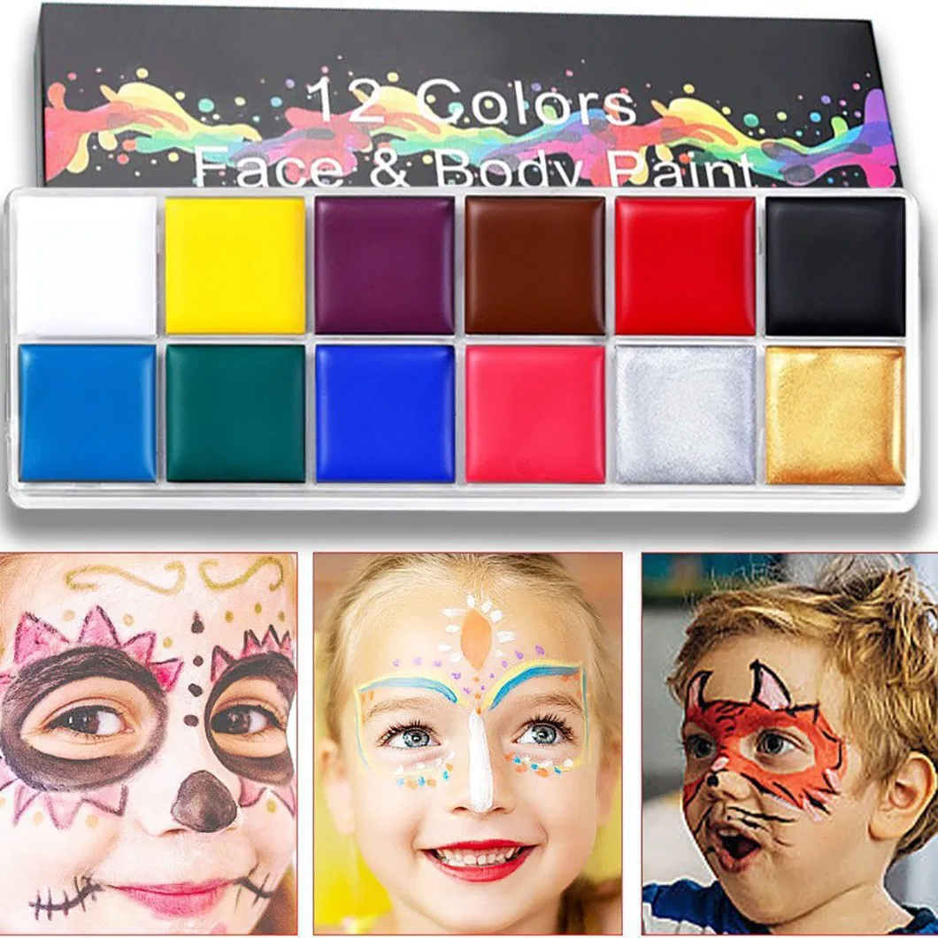 Water Activated Professional Party Face Painting Kit Body Makeup 12 Colors Tattoo Face Body Paint Set