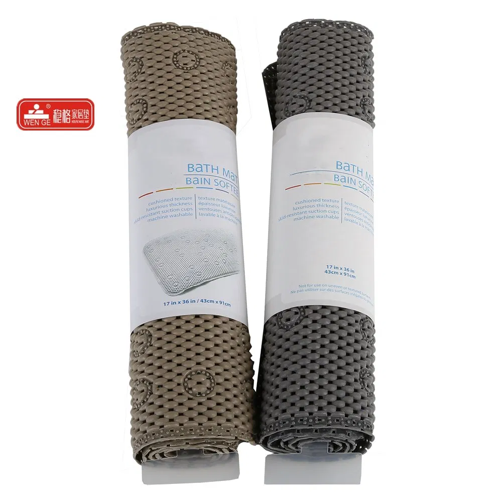 High Quality Bathtub Mats Eco-Friendly Strong Suction Ability Pure White Khaki Simple PVC Bath Mat for Bathroom