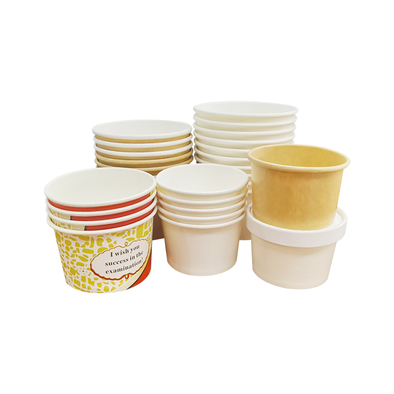 Custom Logo Disposable Ice Cream Packaging Container Bowl Cup with Lid