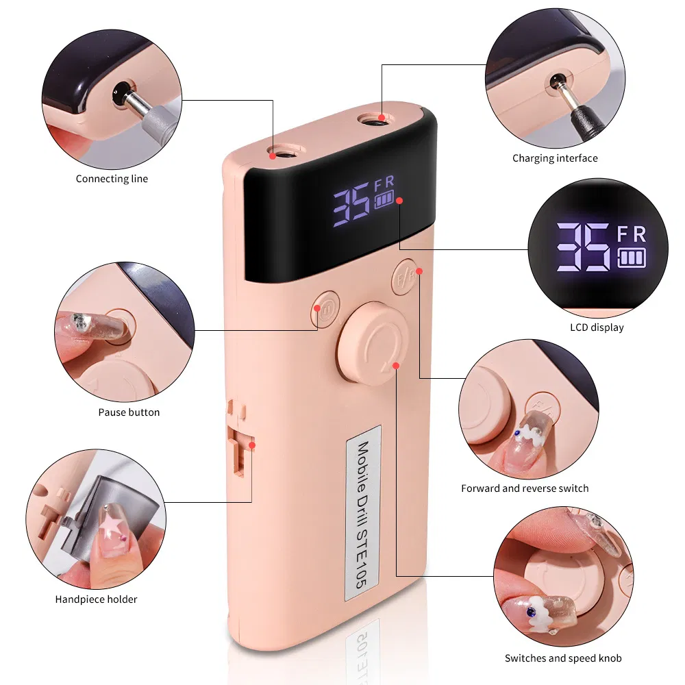 Factory Sell 35000rpm Portable Nail Removal Polishing Rechargeable Nail Drill Machine