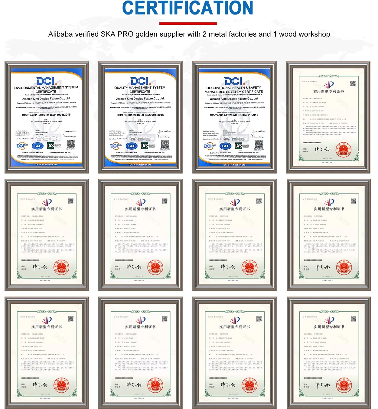 Sturdy Gold Metal Display Rack with Adjustable Wire Shelving