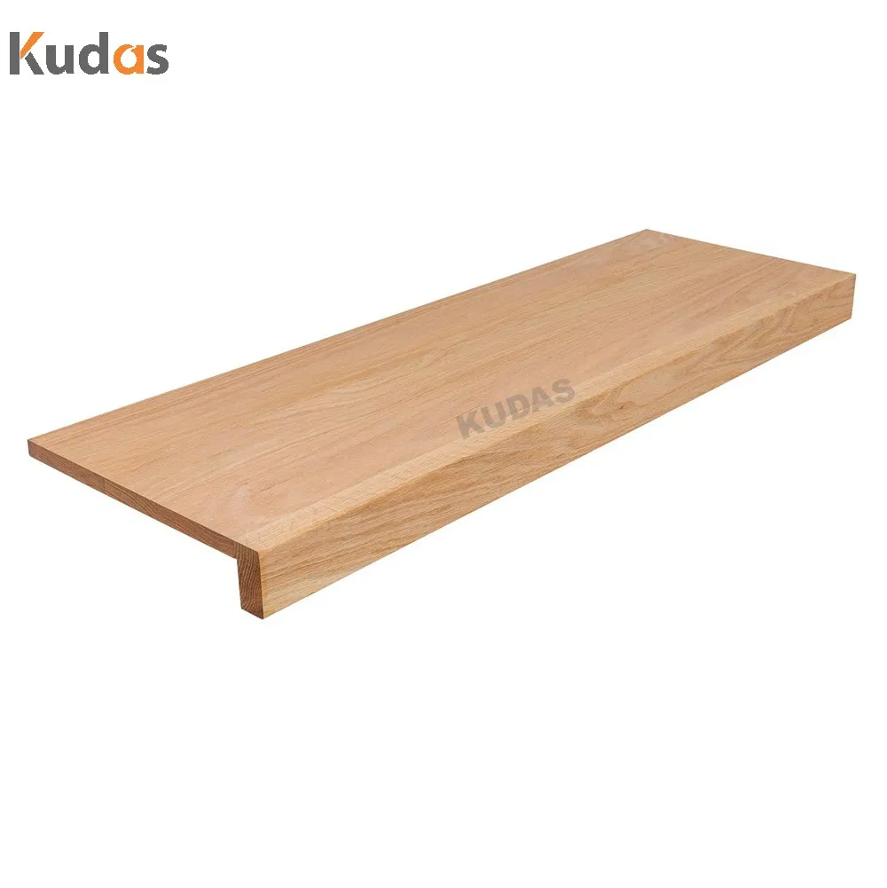 Invisible Stringer Straight Stairs Red Oak Solid Wood Tread for Staircase