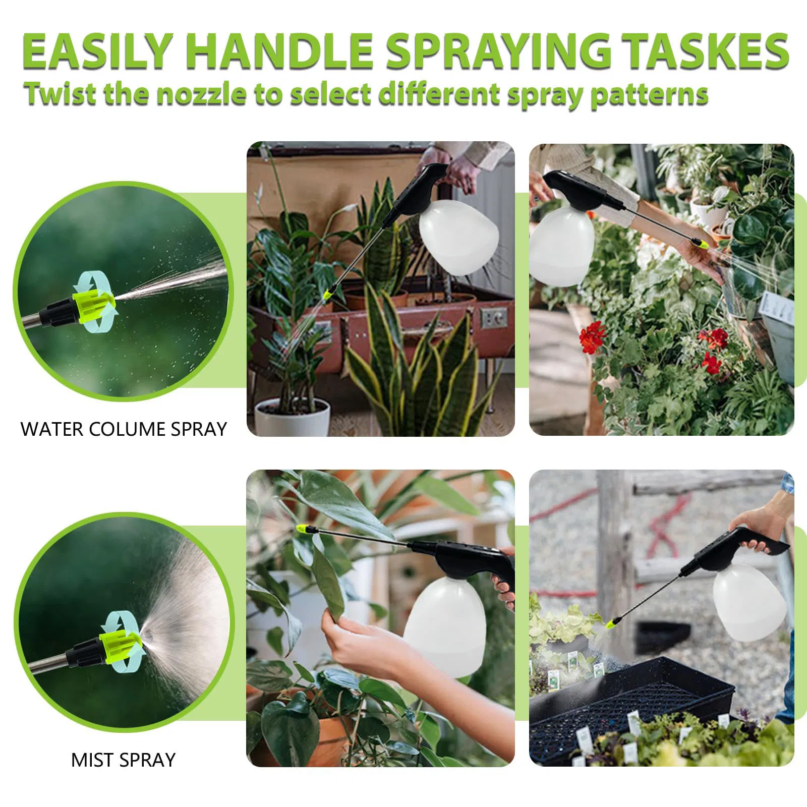 1PCS Plastic Electric Spray Bottle for Plants, 0.5 Gallon Battery Powered Garden Sprayer