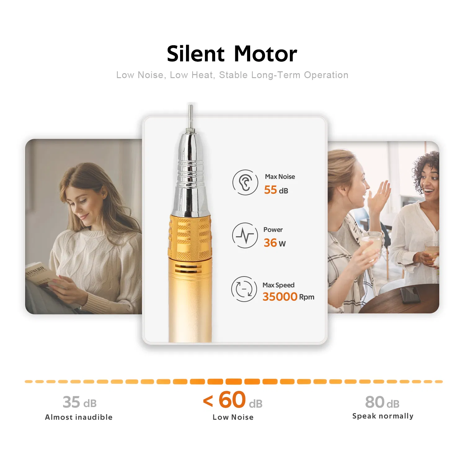 Nail Polish Machine Low Noise Rechargeable Powerful Gel Remover Desktop Nail Grinder Salon-Grade