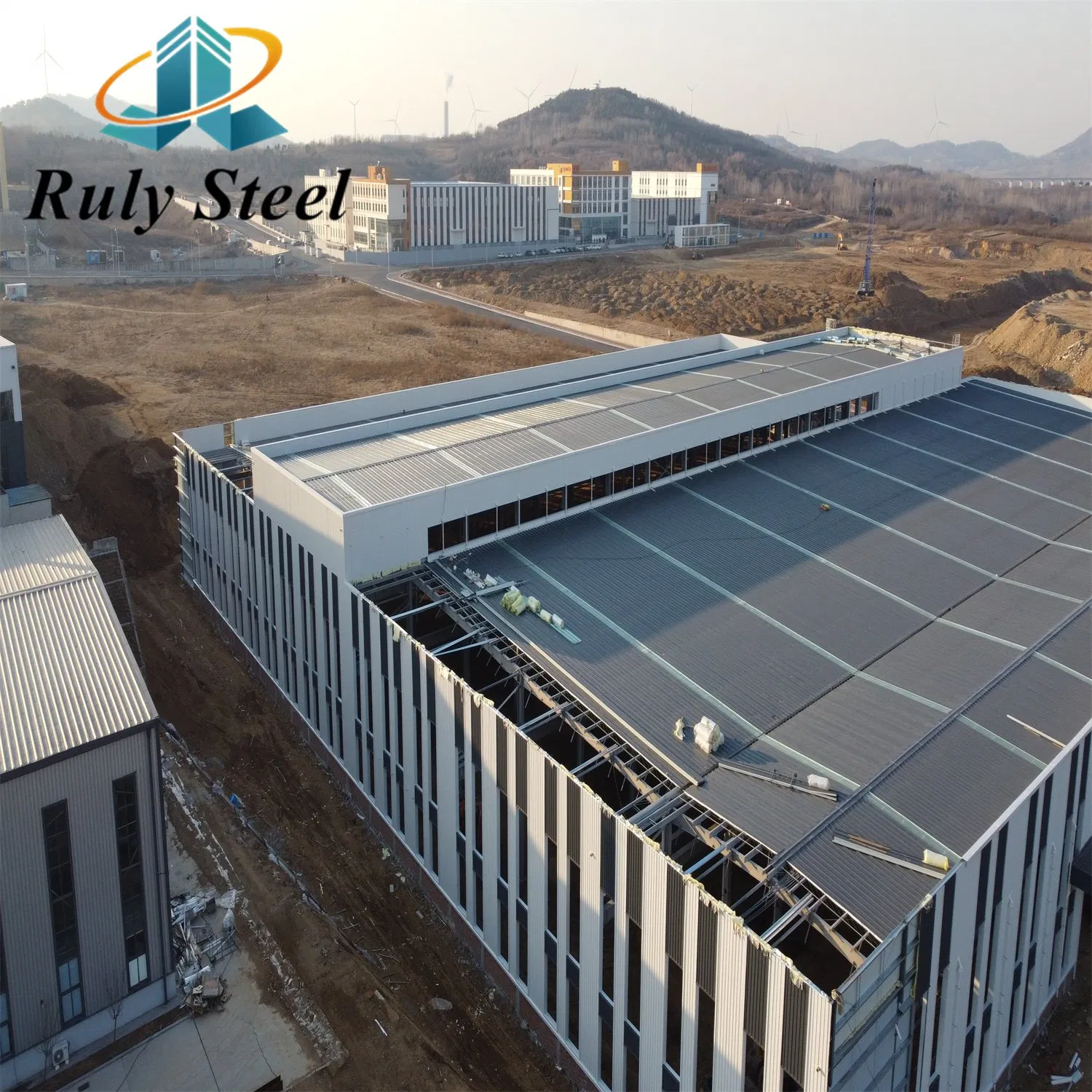 Prefabricated Steel Frame H-Beam and Column Large-Span Factory Warehouse with Bridge Crane