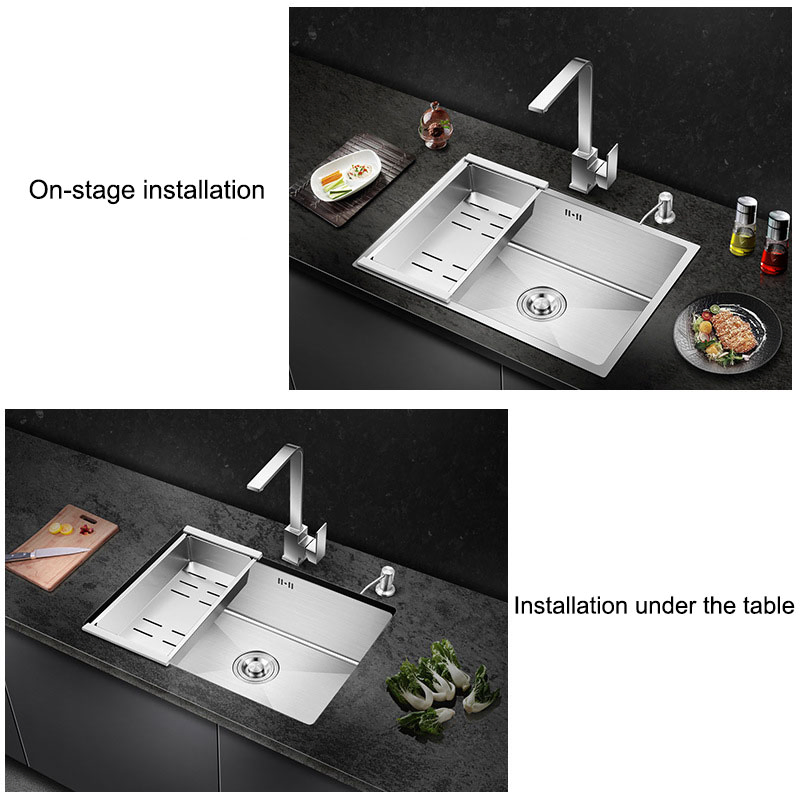 SUS304 Nano Embedded Wash Basin Single Bowl Stainless Steel Undermount Kitchen Handmade Sink