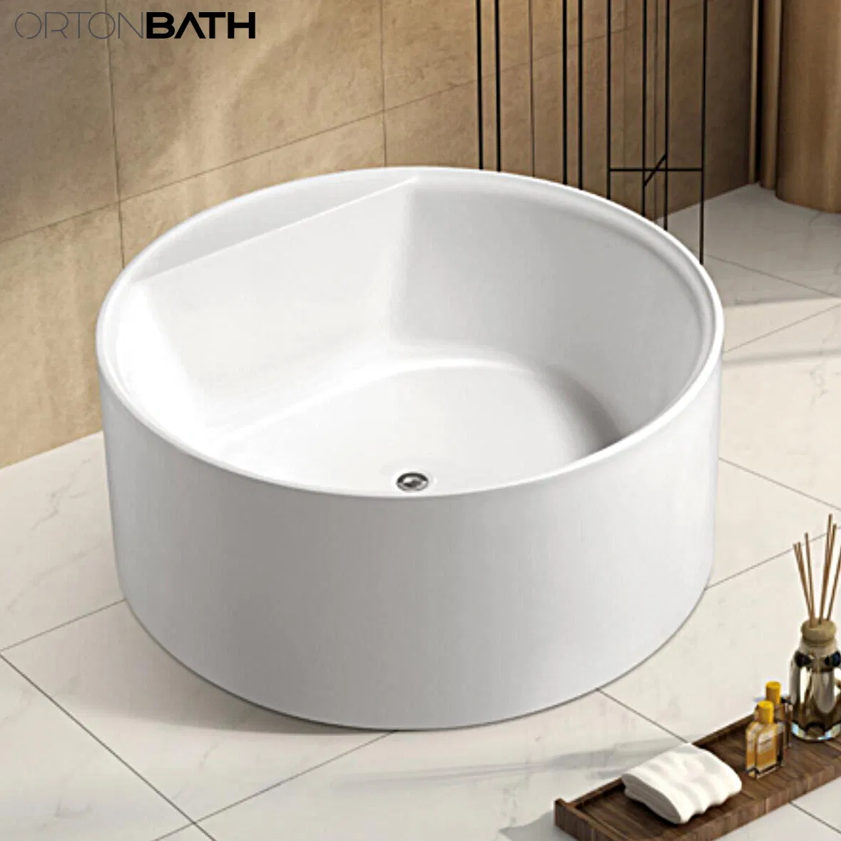 Акриловая ванна Ortonbath с гидромассажем и сиденьем