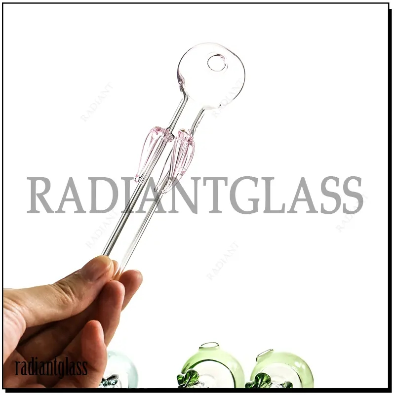 Flower Petal Colorful Glass Oil Burner Pipe