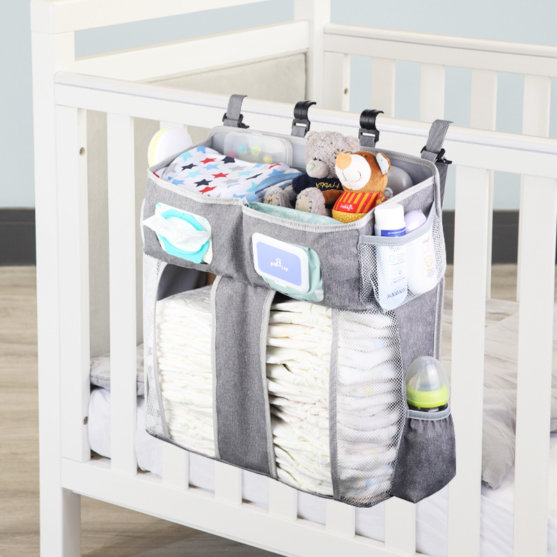 Nursery Organization Diaper Stacker Storage for Crib, Changing Table, Car, Wall-Grey