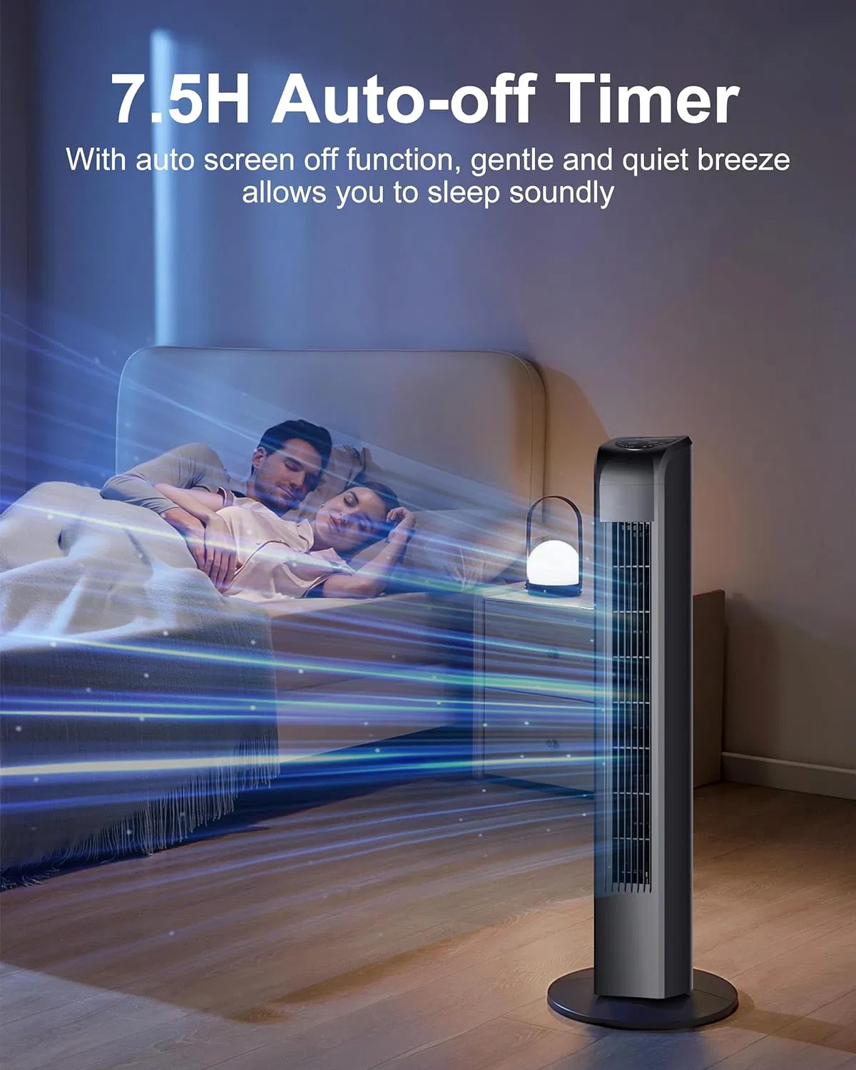 Quiet Cooling Portable Bladeless Oscillating Electric Standing Tower Fan