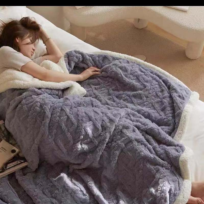Polyester Jacquard Flannel Blanket of Bed Sheets Throw Faux Fur Blanket