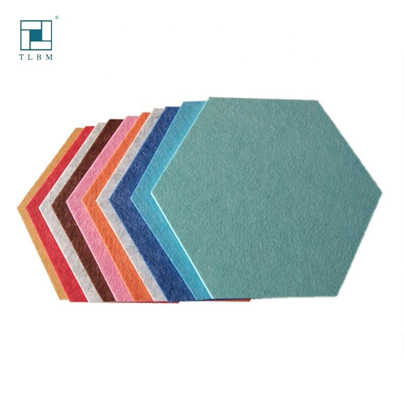 Beveled Edge Decor Felt Sound Proof Padding Wall Tiles Polyester Fiber Hexagon Acoustic Panels