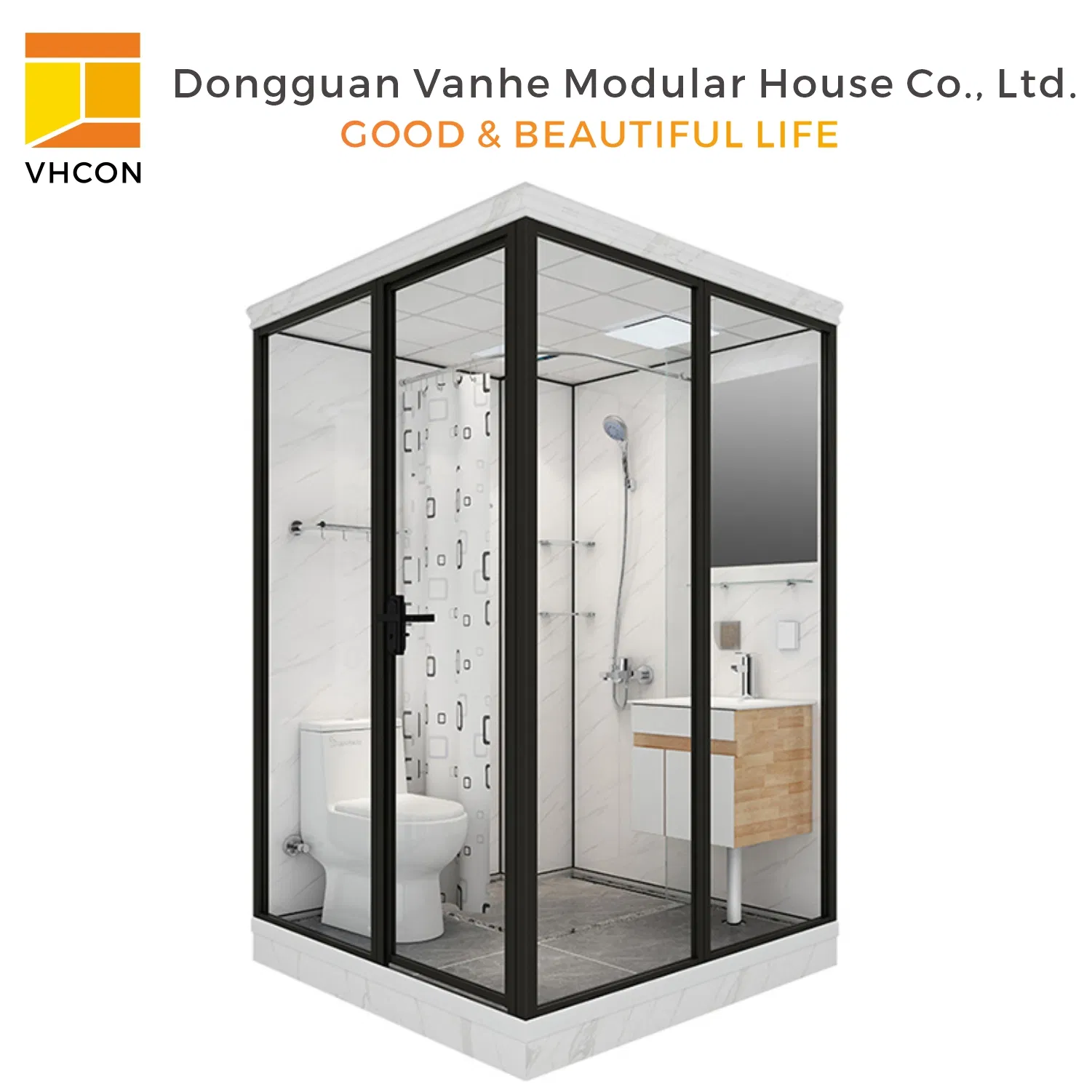 Portable Integrate All in One Modular Design Fabricated Freestanding Fancy European Luxury Shower Unit Glass Door Hotel Prefab Bathroom Pods