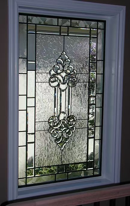 Custom Clear Bevelled Stained Glass Window Panel for Home