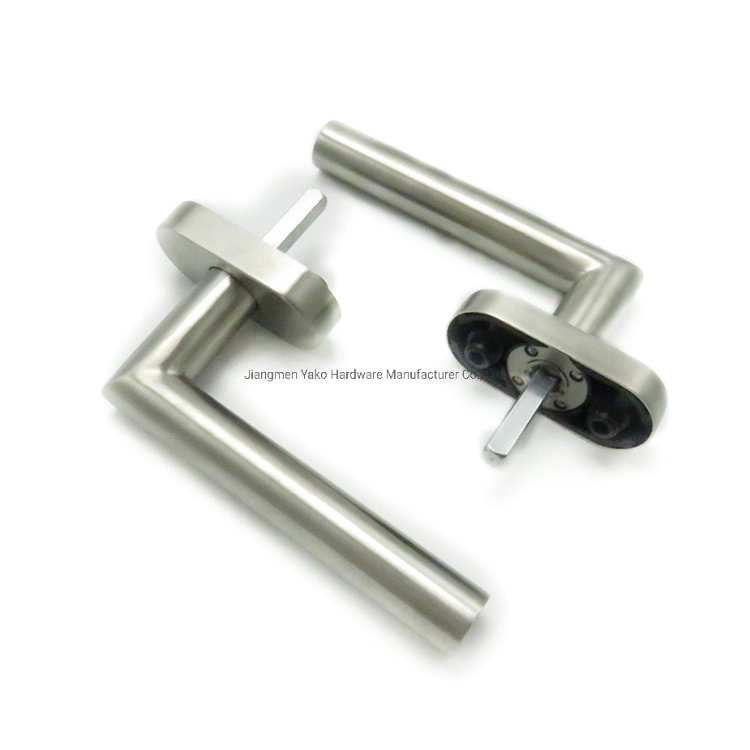 Amazon Popular L Shape Oval Plastic Base Stainless Steel Window Handle