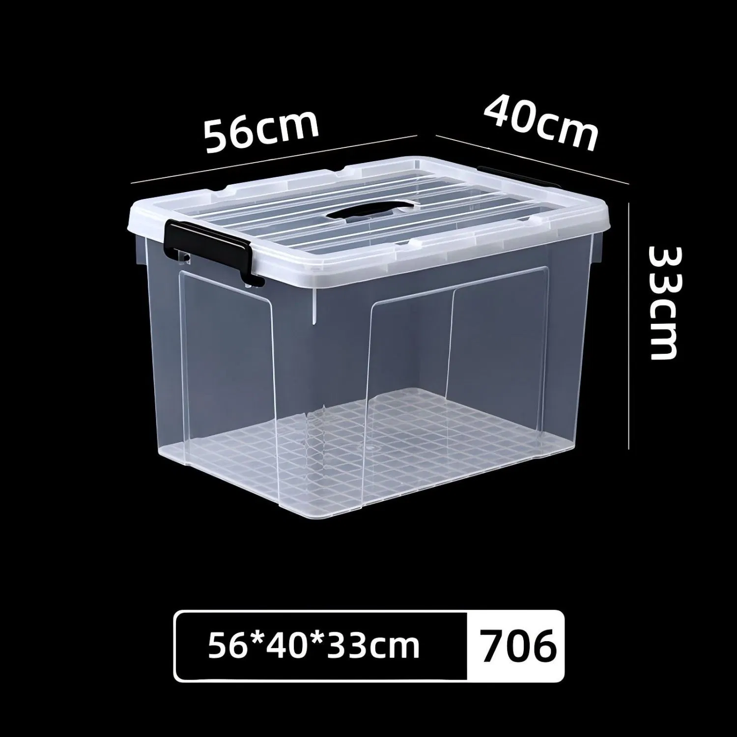 55 Litre Stackable High Transparency Large Space PP Plastic Storage Bin for Home Office Sundries Organizing