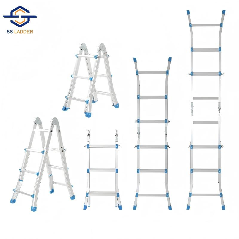 CE Certified Convertible Design Sturdy Frame Aluminum Alloy Compact Multi-Purpose Ladder with Low Price