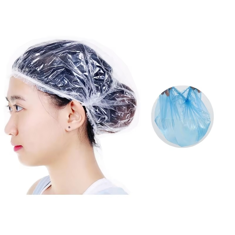 Disposable Plastic PE Shower Caps Food Service Hospitals Waterproof Clear Bath Cap Beauty SPA Salon Hair Processing Caps
