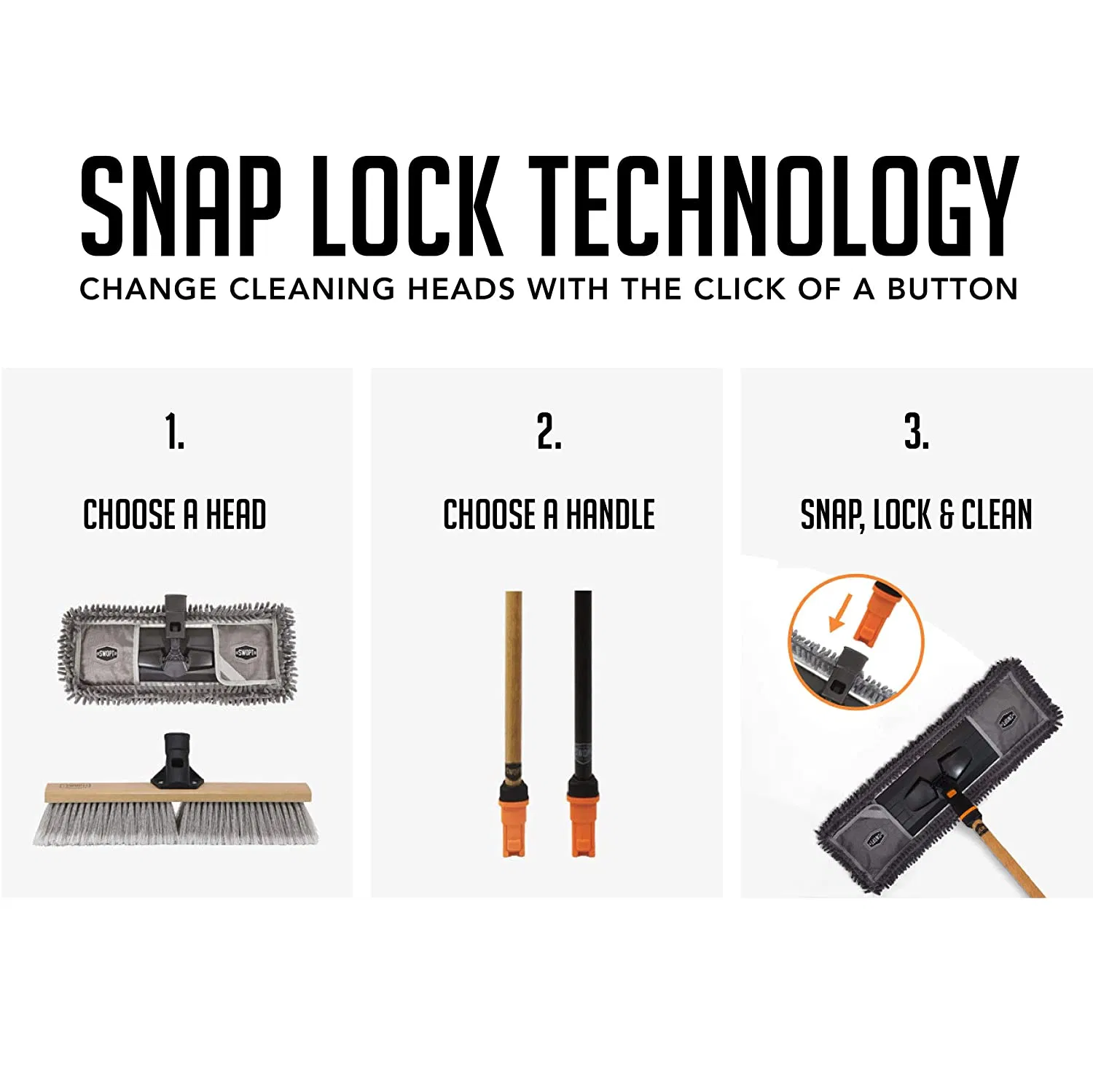 Long Handle Interchangeable Cleaning Products Multi-Surface Angle Broom