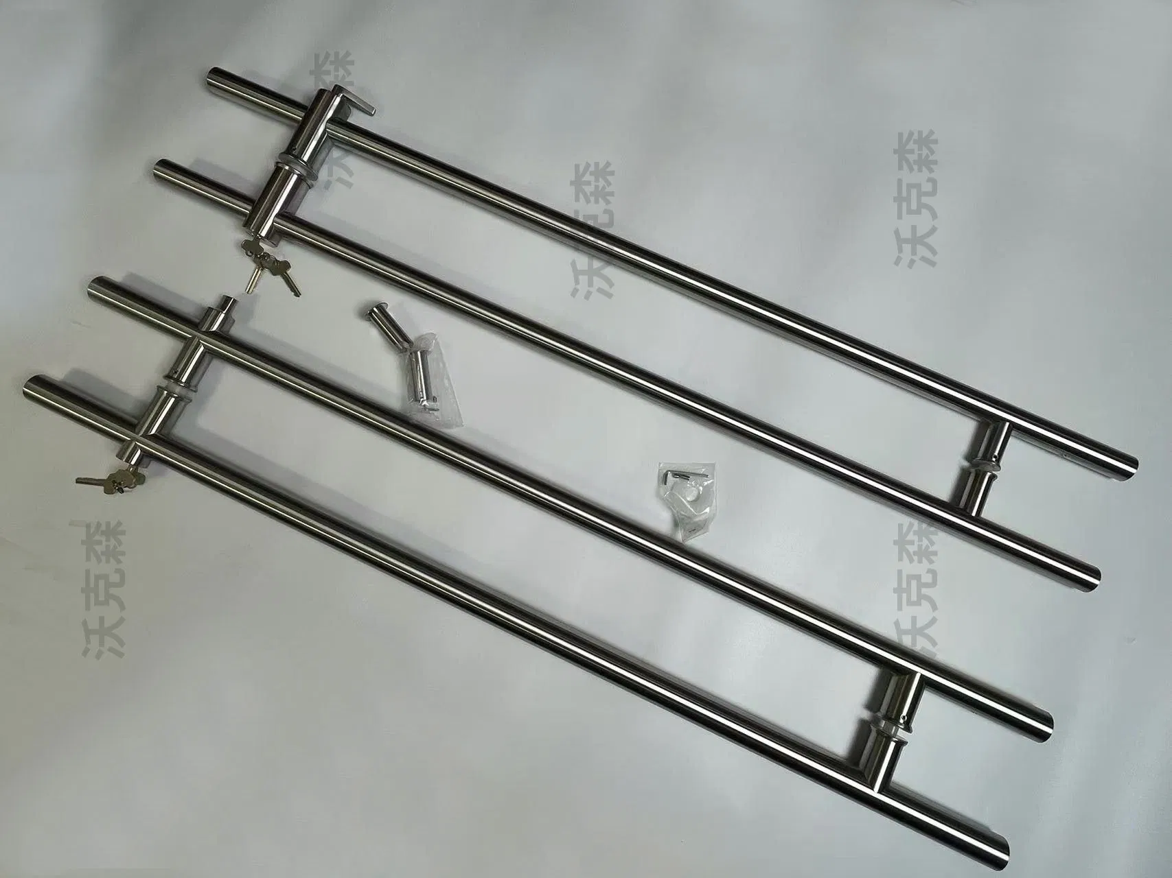 Stainless Steel Glass Door Handle with Lock Portable Replacement Lock Cylinder Handle