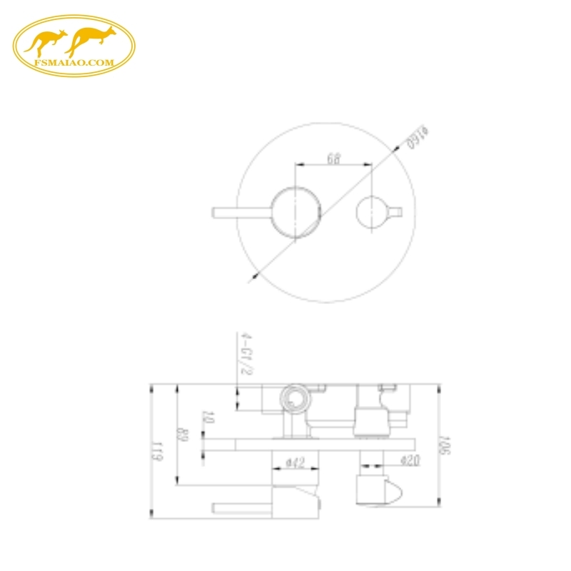 Bathroom Sanitary Ware 160mm Brass Plate Strict QC Inspection Shower Mixer with Diverter