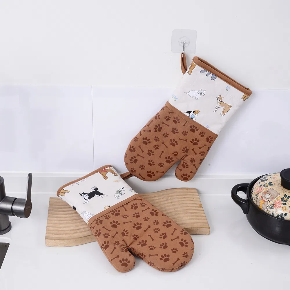 Wholesale Custom Cotton Printing and Silicone Heat Oven Mitt