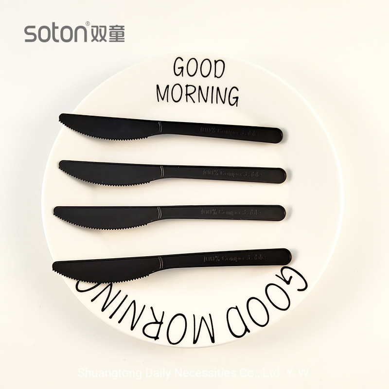 6 Inch Cpla Black Knife 100% Compostable Biodegradable Cpla Cutlery