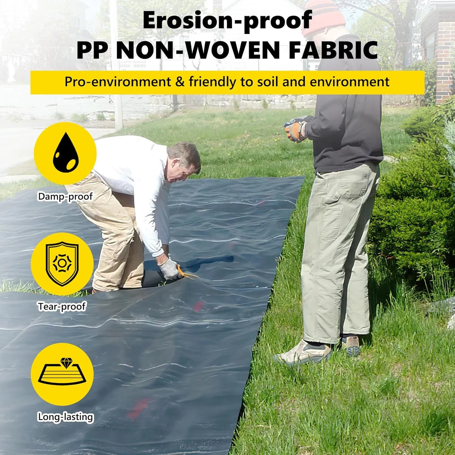 6FT X 50FT & 6oz Woven Geotextile Fabric, Duty Garden Non-Woven Barrier Cloth, PP Woven Geotextile