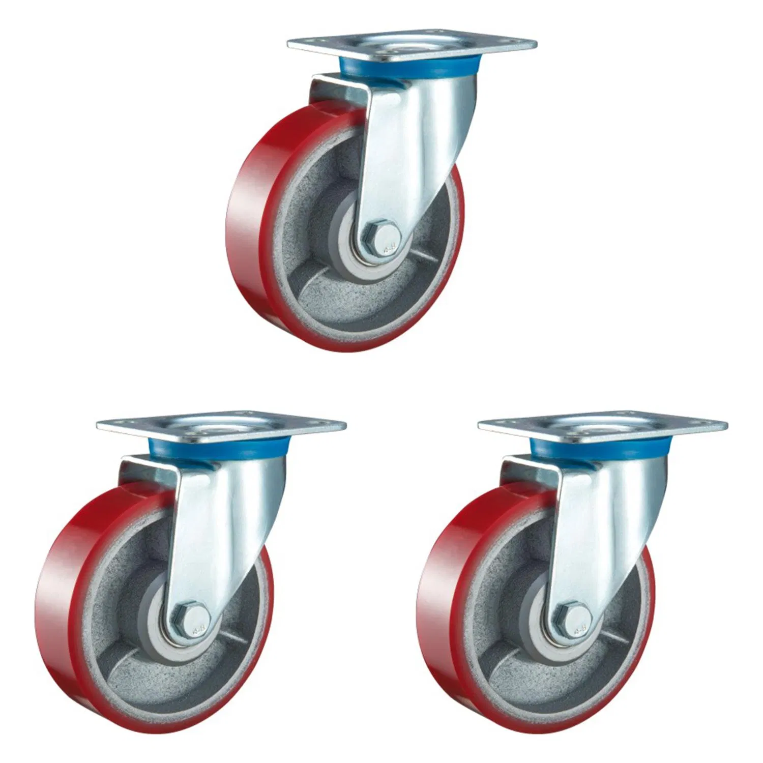 Swivel PU Castor Mold on Cast Iron W/Double Ball Bearing, 6922#