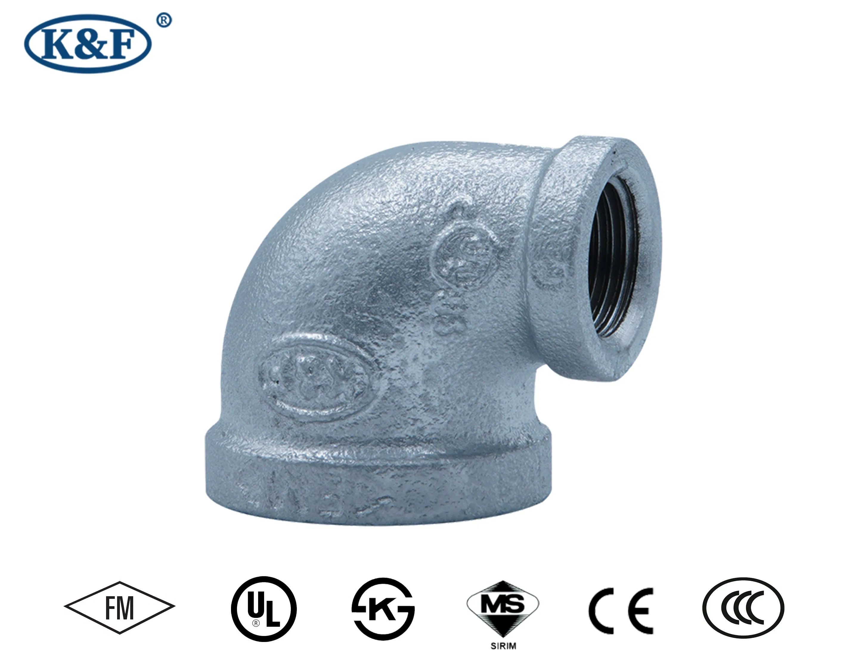 Kanaifu Male Female Galvanized Malleable Iron Pipe Fitting Elbow with FM UL