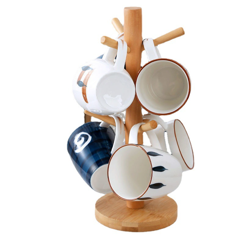 Набор керамических кружек с бамбуком, 6 шт.