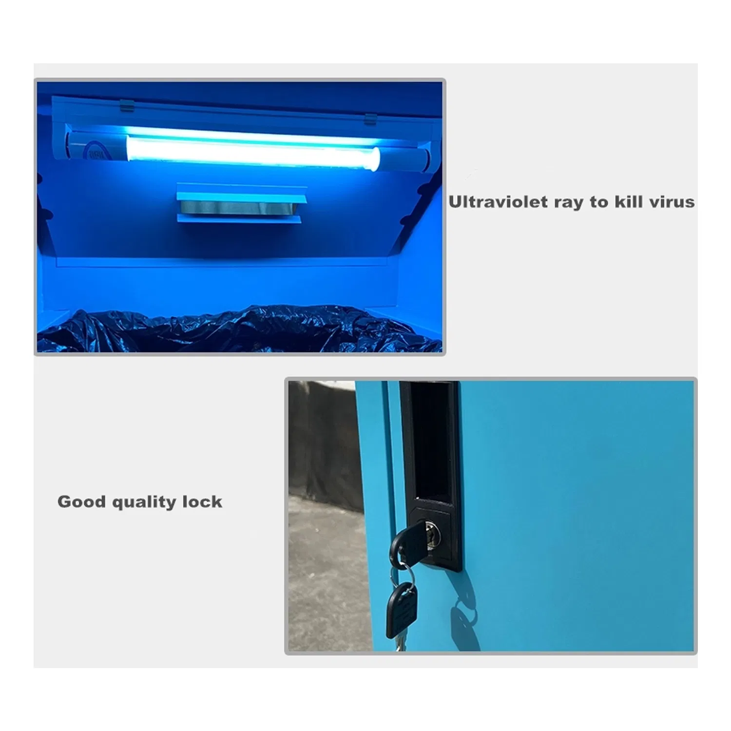 Metal Trash Bin Dustbin Face Mask Recycle Indoor Garbage Cans Recycling UVC Medical Waste Containers