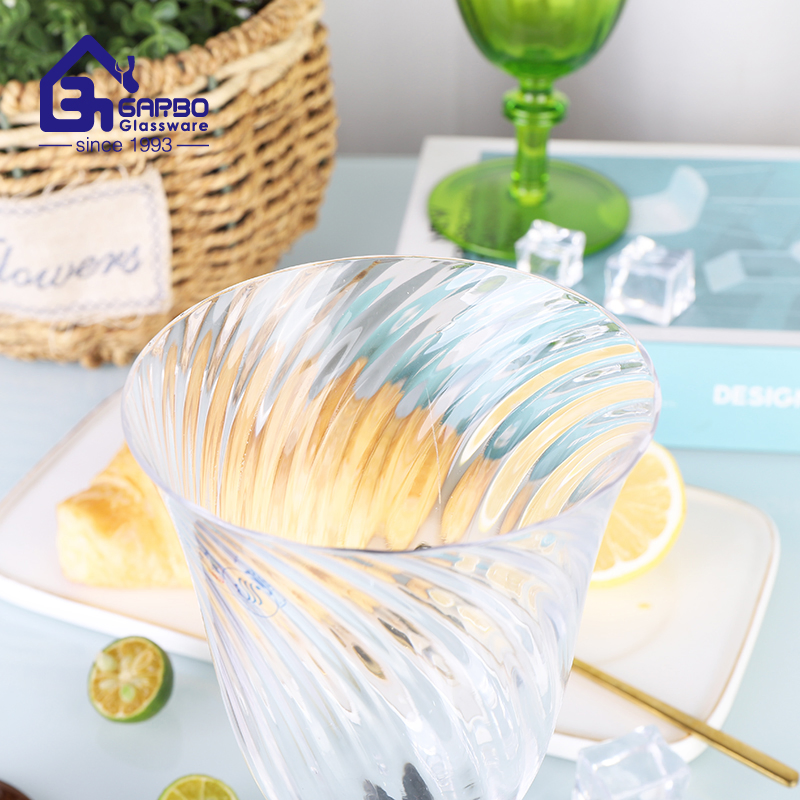 Trumpet Shape Wine Glass Cup Thread Engraved Goble Twith Spray Color