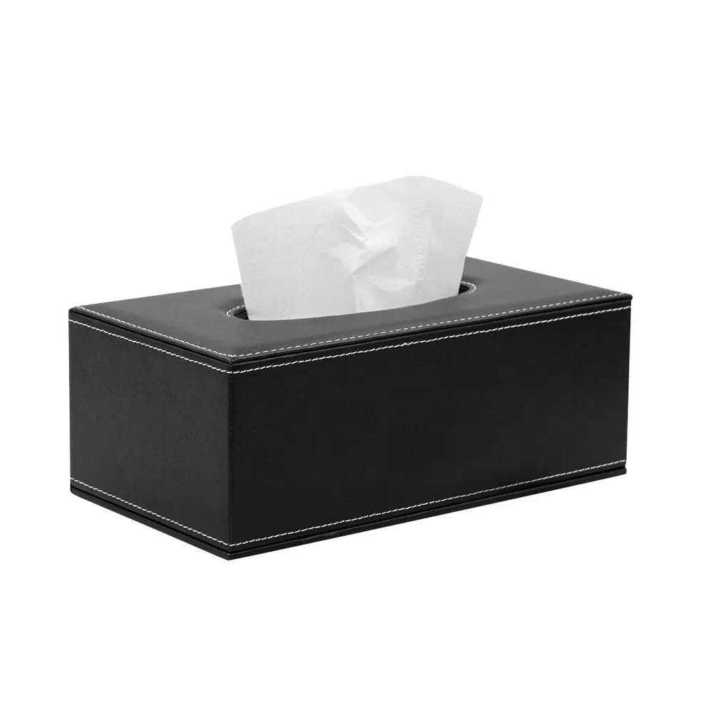 Custom Design Rectangular PU Leather Facial Tissue Box