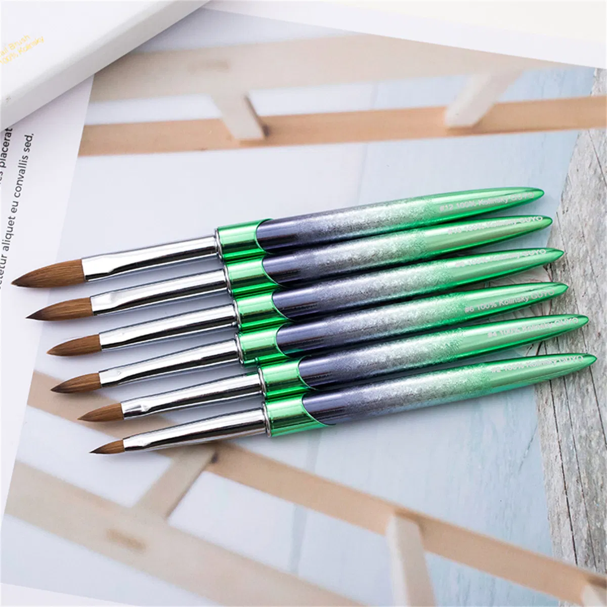 Hot Sell Design Multi Style 100 % Kolinsky Acrylic Nail Brush Metal Handle Nails Art Brush Acrylic Brush for Nails