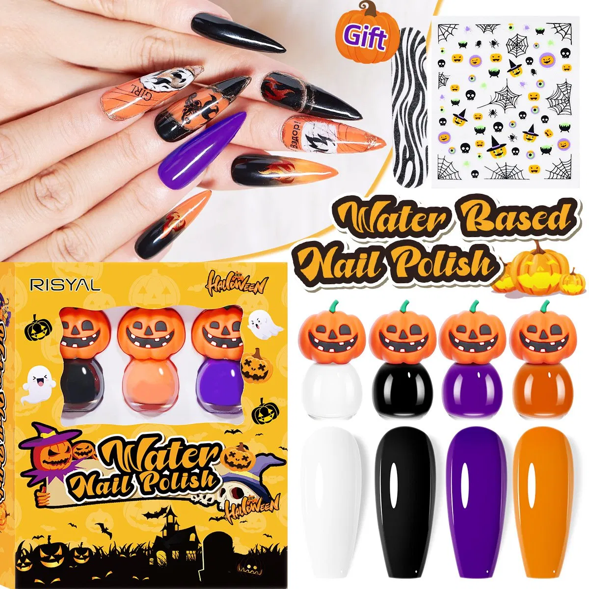 Kids Water-Based Odorless Peelable Nail Polish Quick-Dry Cute Cartoon Design for Beauty Use